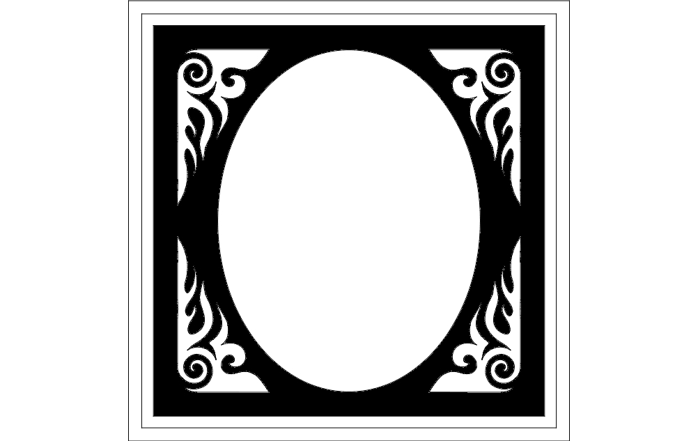 طرح قاب بیضی شکل مناسب برای استفاده در دستگاه های cnc چوب و cnc لیزر - frame oval dxf file