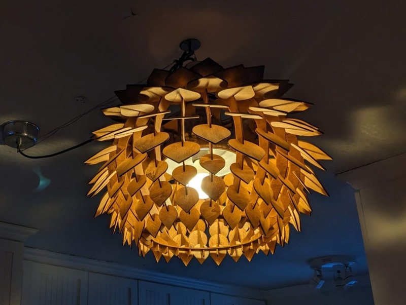 طرح لامپ مخروط کاج مناسب برای استفاده در دستگاه های cnc چوب و cnc لیزر - laser cut pinecone lamp