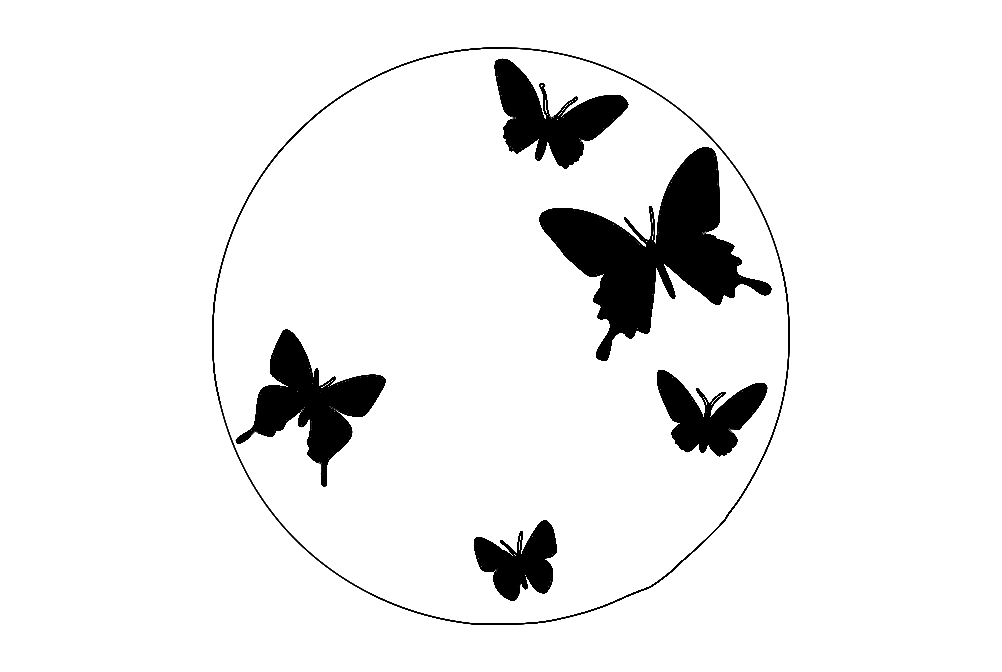 طرح ساعت پروانه ای مناسب برای استفاده در دستگاه های cnc چوب و cnc لیزر - butterfly clock dxf file