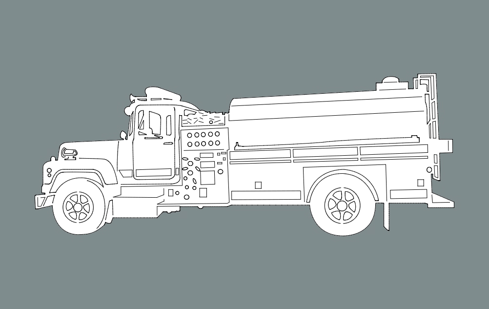 طرح ماشین آتش نشانی مناسب برای استفاده در دستگاه های cnc چوب و cnc لیزر - fire truck dxf file