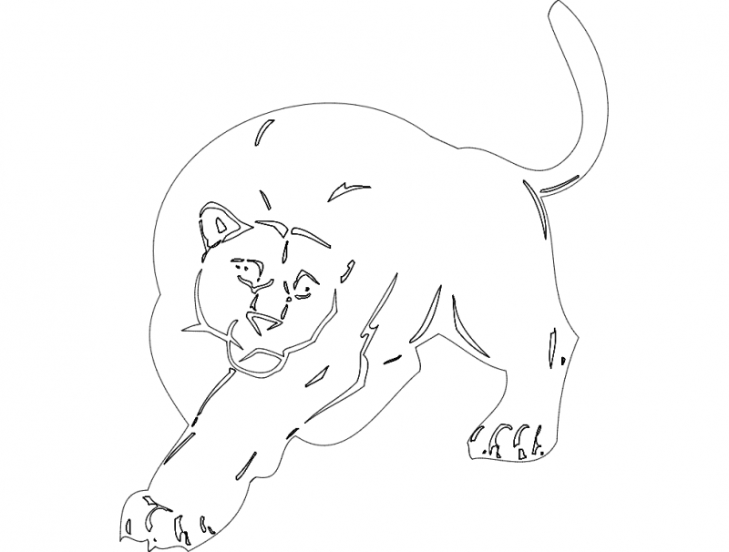 طرح حیوانات گربه سان بزرگ مناسب برای استفاده در دستگاه های cnc چوب و cnc لیزر - animal mascot big cat dxf file