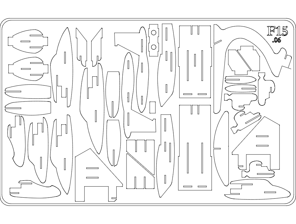 طرح پازل f15 مناسب برای استفاده در دستگاه های cnc چوب و cnc لیزر - f15 puzzles dxf file