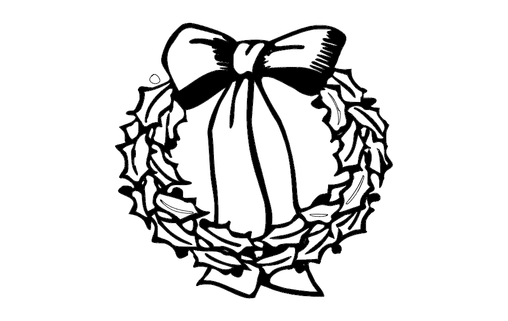 طرح حلقه گل کریسمس مناسب برای استفاده در دستگاه های cnc چوب و cnc لیزر - xmas wreath dxf file