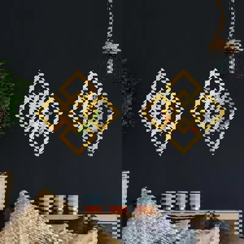 طرح آینه الماس شکل، دکور دیواری اکریلیک تزئینی مناسب برای استفاده در دستگاه های cnc چوب و cnc لیزر - laser cut diamond shaped mirror acrylic decorative wall decor