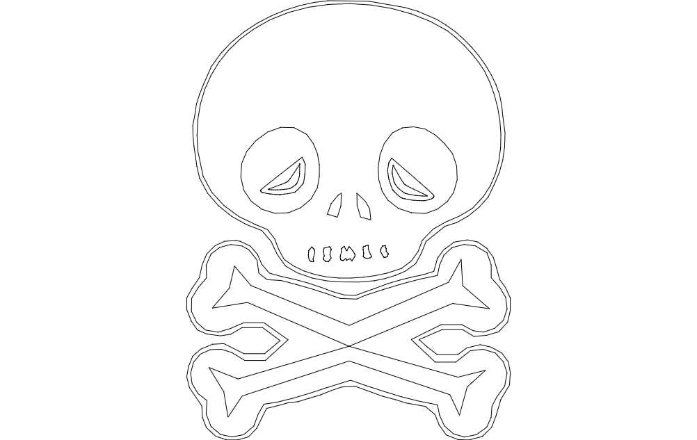 طرح جمجمه مناسب برای استفاده در دستگاه های cnc چوب و cnc لیزر - skull outline dxf file