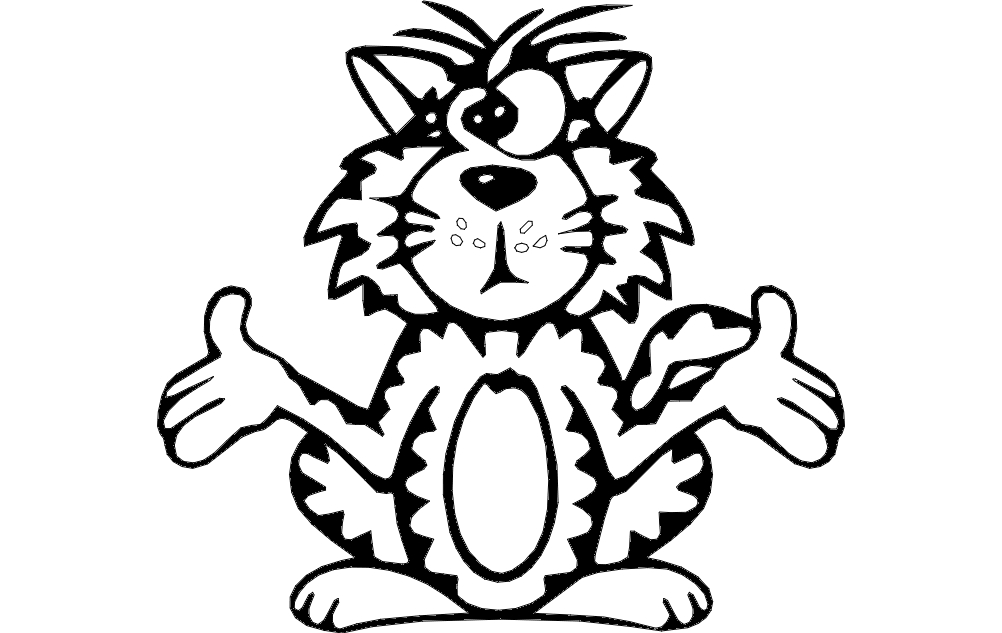طرح گربه با چشم چپ مناسب برای استفاده در دستگاه های cnc چوب و cnc لیزر - cat cross eyed dxf file