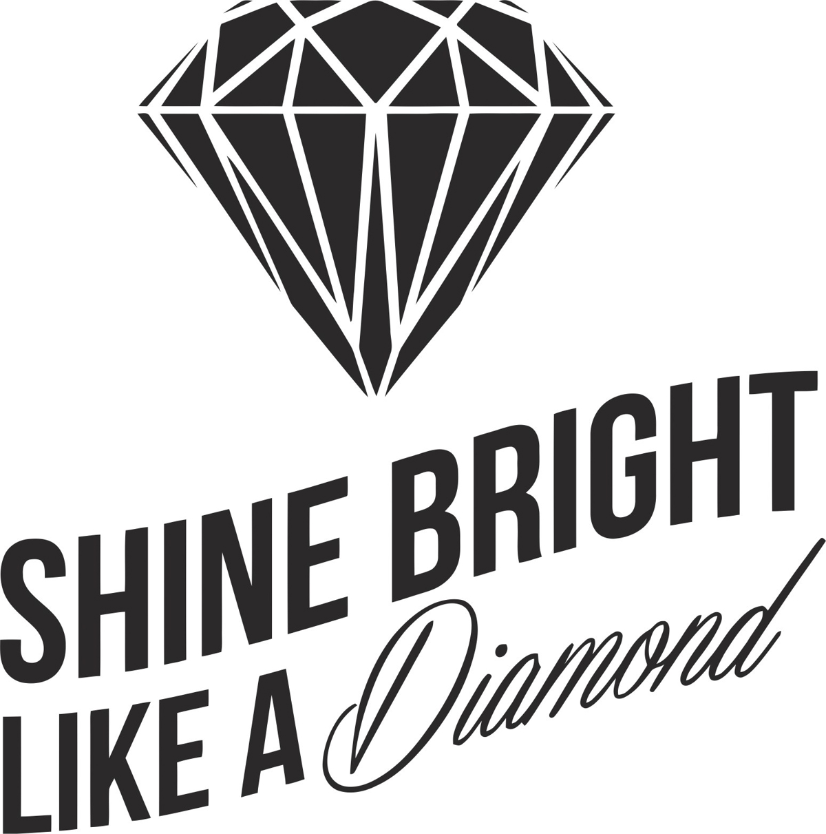 طرح فایل وکتور برچسب الماس بدرخشید مناسب برای استفاده در دستگاه های cnc چوب و cnc لیزر - shine bright like a diamond sticker vector cdr file