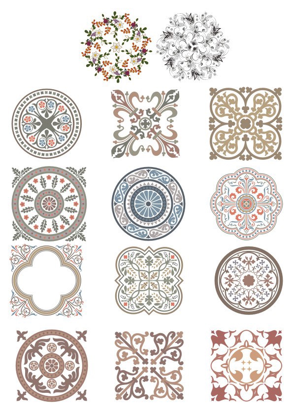 طرح فایل وکتور مجموعه زیور آلات قدیمی مناسب برای استفاده در دستگاه های cnc چوب و cnc لیزر - vintage ornaments vector set cdr file
