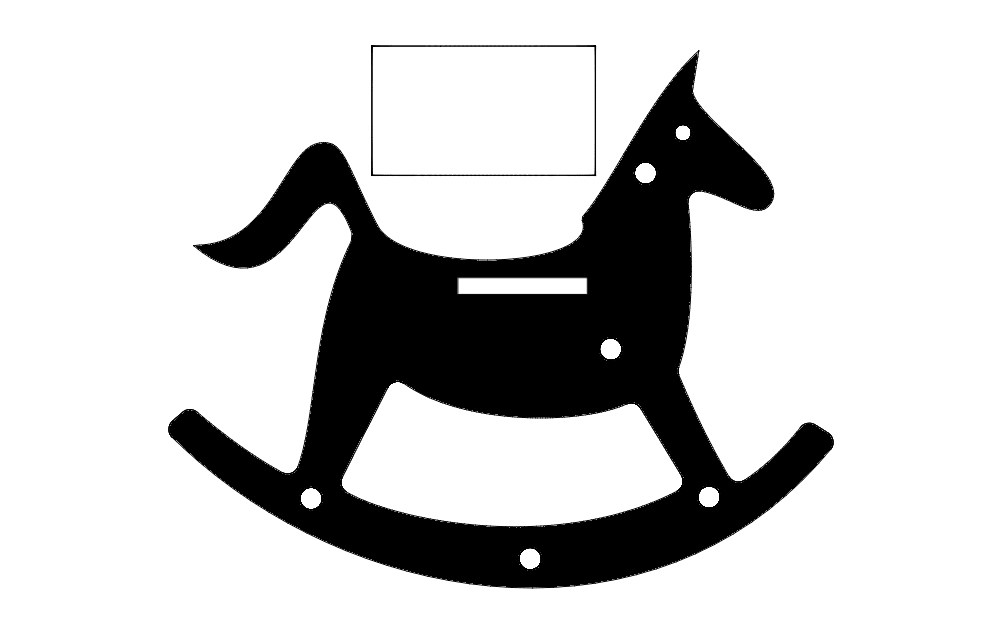 طرح اسب گهواره ای مناسب برای استفاده در دستگاه های cnc چوب و cnc لیزر - rocking horse silhouette toy dxf file