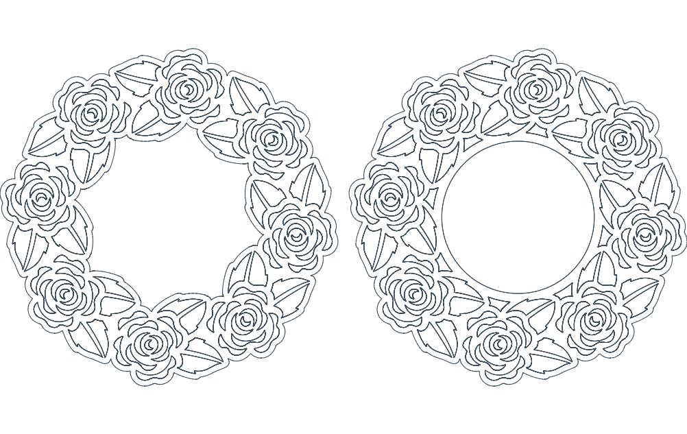 طرح قاب گل رز مناسب برای استفاده در دستگاه های cnc چوب و cnc لیزر - rose frame dxf file