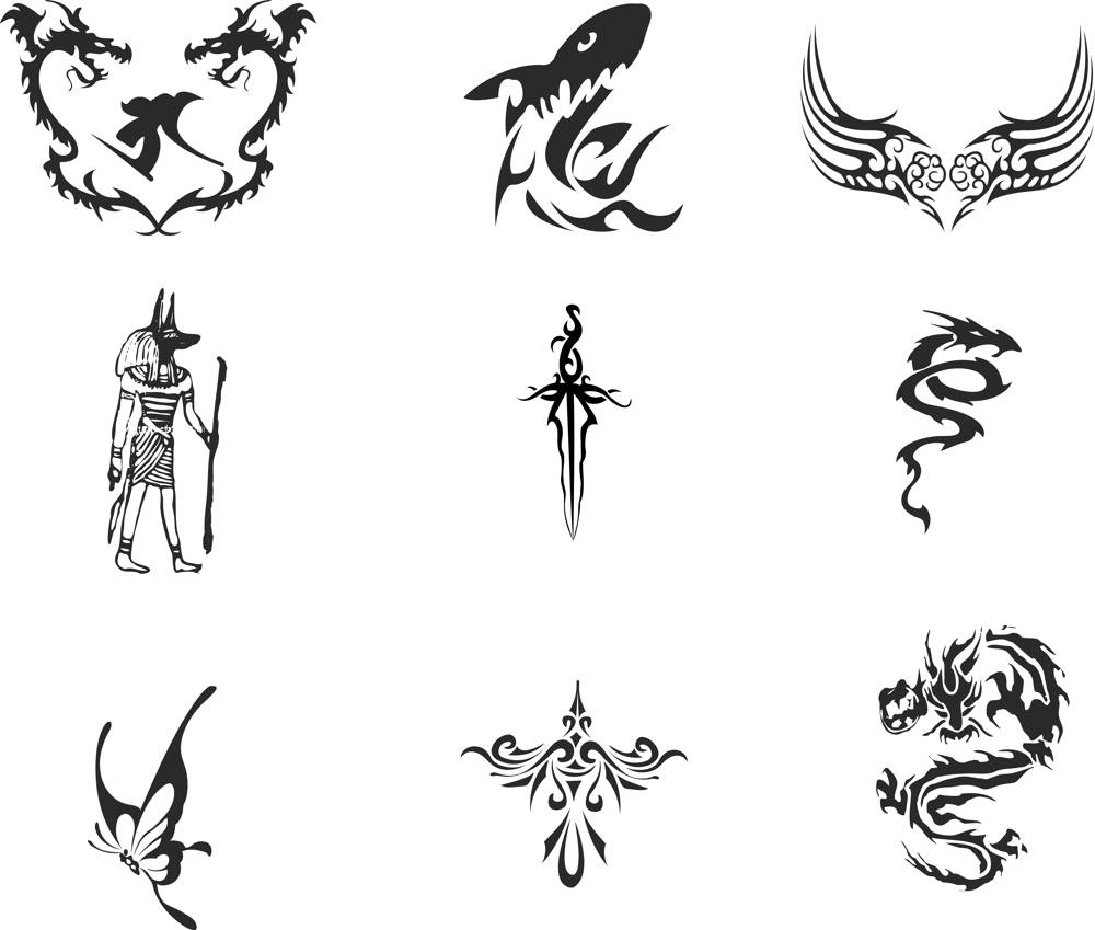 طرح وکتور خالکوبی توتم مناسب برای استفاده در دستگاه های cnc چوب و cnc لیزر - vector totem tattoos cdr file