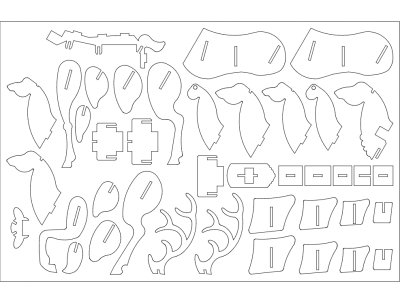 طرح گوزن با قفسه مناسب برای استفاده در دستگاه های cnc چوب و cnc لیزر - deer with rack dxf file