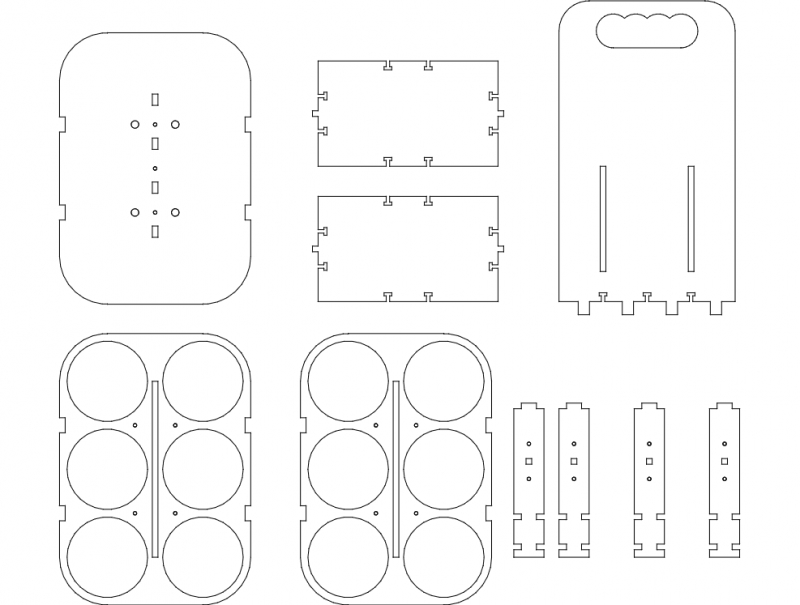 طرح با قابلیت فشرده سازی 6 تایی مناسب برای استفاده در دستگاه های cnc چوب و cnc لیزر - 6 packer dxf file