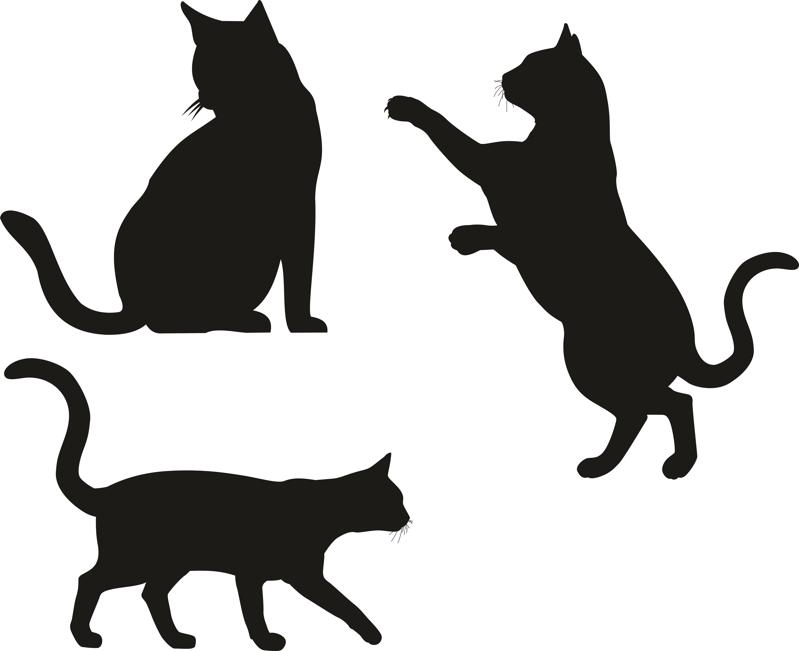طرح وکتور طرح گربه (سیلوئت) مناسب برای استفاده در دستگاه های cnc چوب و cnc لیزر - cat silhouette vectors cdr file