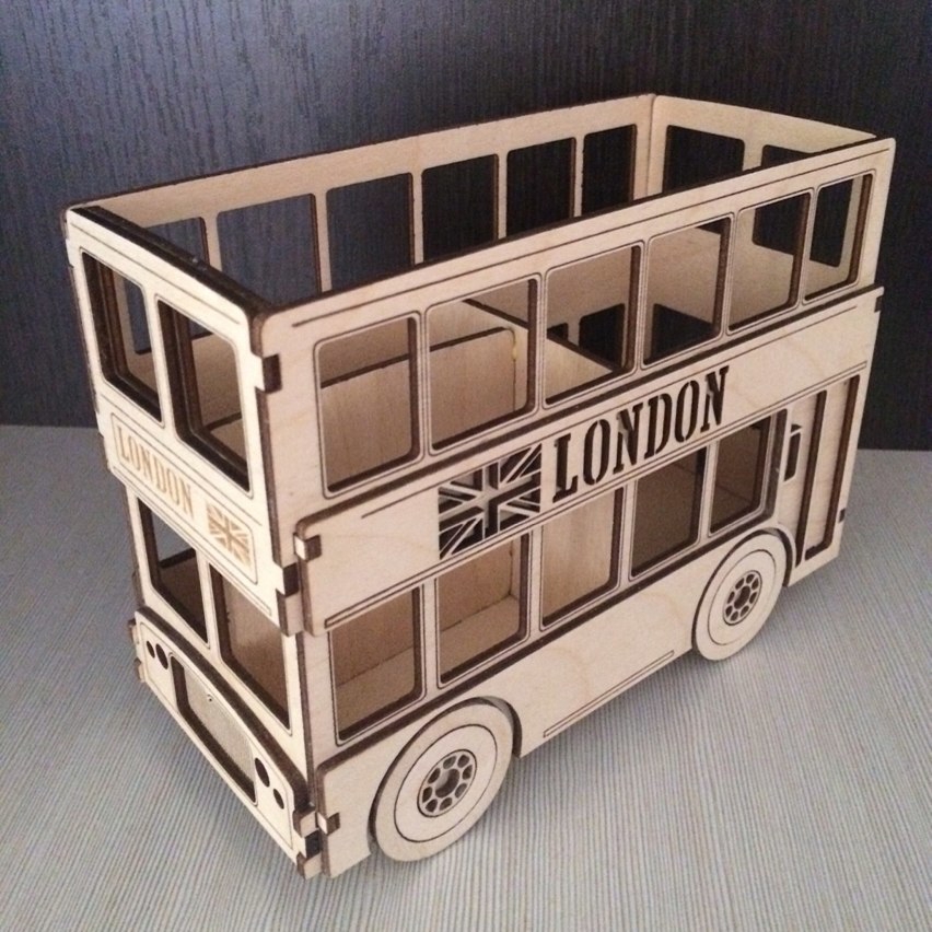 طرح اتوبوس لندن مناسب برای استفاده در دستگاه های cnc چوب و cnc لیزر - london bus dxf file