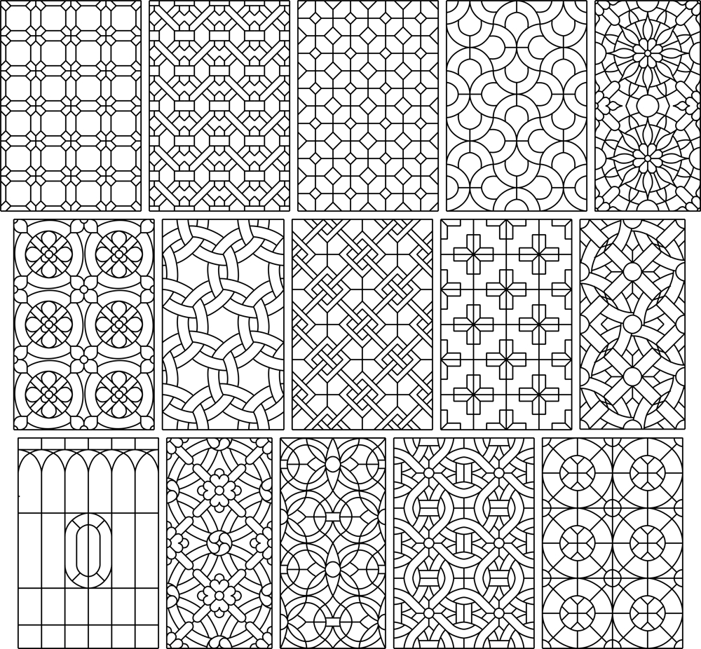 طرح مجموعه الگوهای ، مناسب برای استفاده در دستگاه های cnc چوب و cnc لیزر - dxf pattern collection dxf file