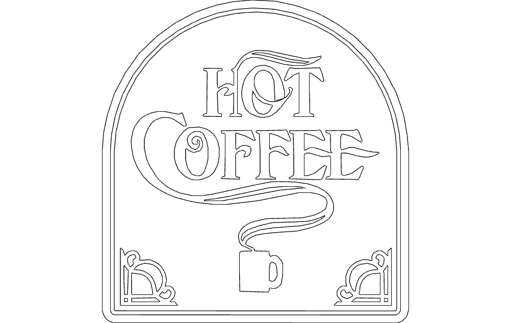 طرح قهوه داغ مناسب برای استفاده در دستگاه های cnc چوب و cnc لیزر - hot coffee dxf file