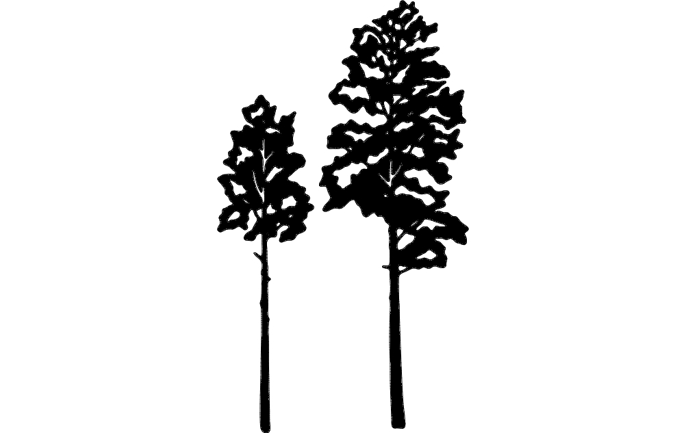 طرح وکتور درخت صنوبر مناسب برای استفاده در دستگاه های cnc چوب و cnc لیزر - aspen tree vector dxf file