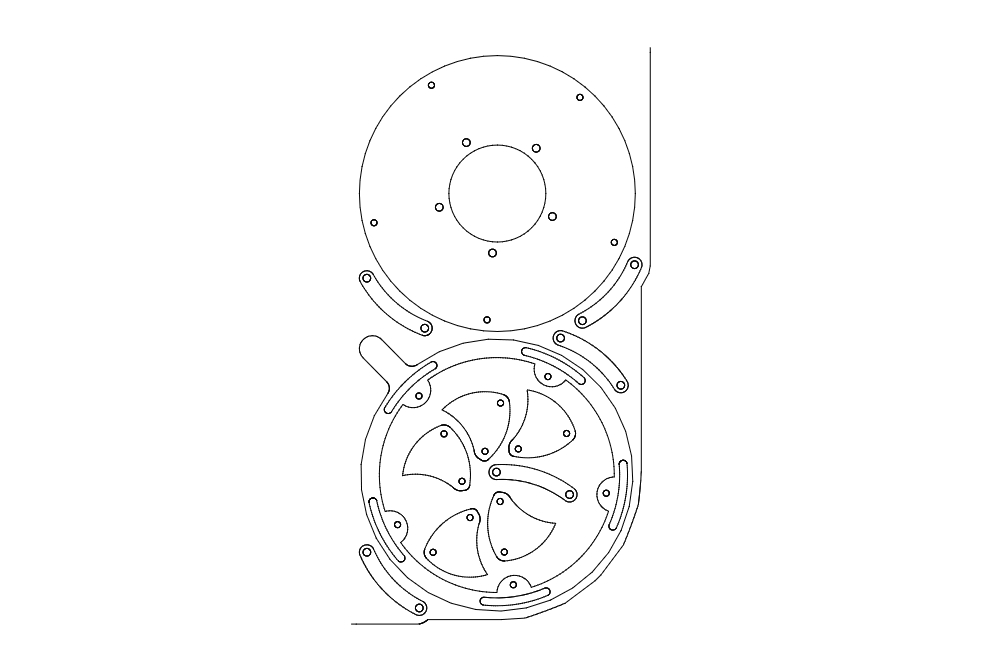 طرح لانه عنبیه مکانیکی مناسب برای استفاده در دستگاه های cnc چوب و cnc لیزر - mechanical iris nest dxf file