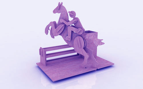 طرح پایه نگهدارنده خودکار اسب سواری 3mm مناسب برای استفاده در دستگاه های cnc چوب و cnc لیزر - horse riding pen holder stand 3mm cdr file