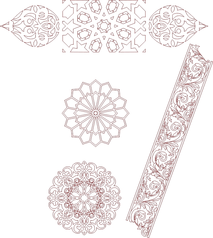 طرح های اسلامی مراکشی بدون درز مناسب برای استفاده در دستگاه های cnc چوب و cnc لیزر - seamless islamic moroccan patterns dxf file