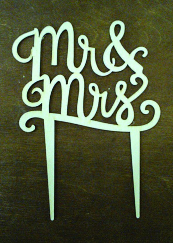 طرح رویه کیک طرح آقا و خانم مناسب برای استفاده در دستگاه های cnc چوب و cnc لیزر - laser cut mr and mrs cake topper cdr file