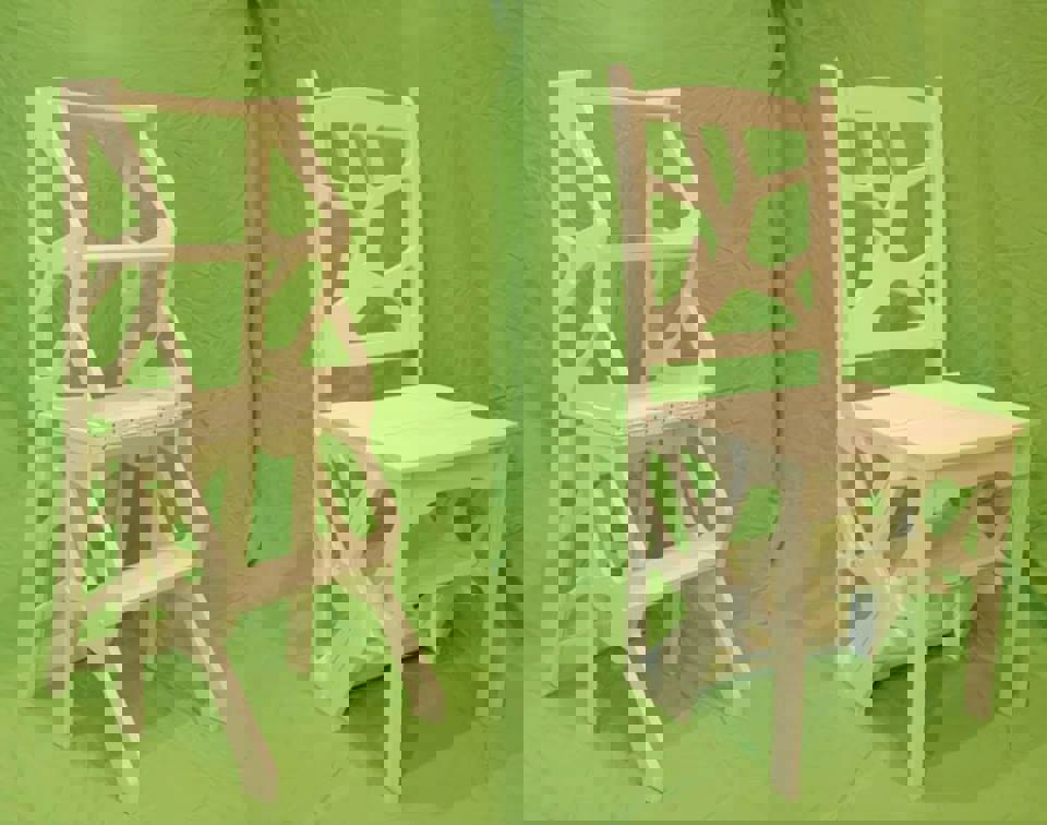 طرح صندلی نردبانی مناسب برای استفاده در دستگاه های cnc چوب و cnc لیزر - step ladder chair dxf file