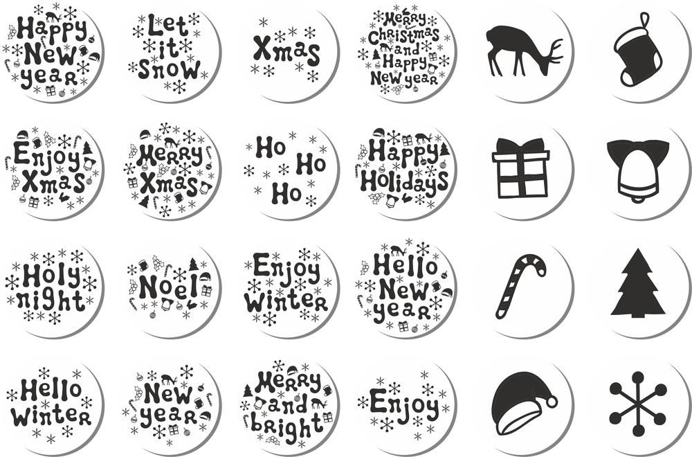 طرح مجموعه استیکرهای کریسمس مناسب برای استفاده در دستگاه های cnc چوب و cnc لیزر - christmas stickers set cdr file
