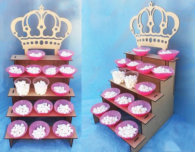 طرح فایل کورل CDR طرح تاج مناسب برای استفاده در دستگاه های cnc چوب و cnc لیزر - 5 tier display shelf with crown cdr file