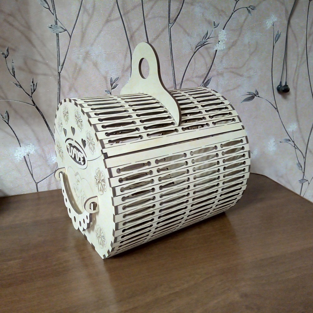 طرح سبد چوبی تزئینی، dwg مناسب برای استفاده در دستگاه های cnc چوب و cnc لیزر - laser cut wooden decorative basket dwg file