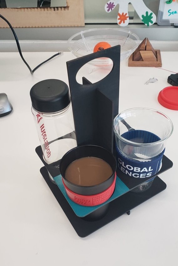 طرح جعبه قهوه ۴ فنجانی و ضخامت ۳ میلی‌متر مناسب برای استفاده در دستگاه های cnc چوب و cnc لیزر - laser cut 4 cup coffee caddy 3mm dxf file