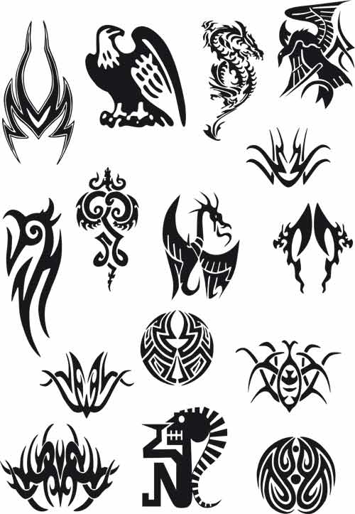 طرح فایل وکتور مجموعه خالکوبی . مناسب برای استفاده در دستگاه های cnc چوب و cnc لیزر - tattoo vector set eps file