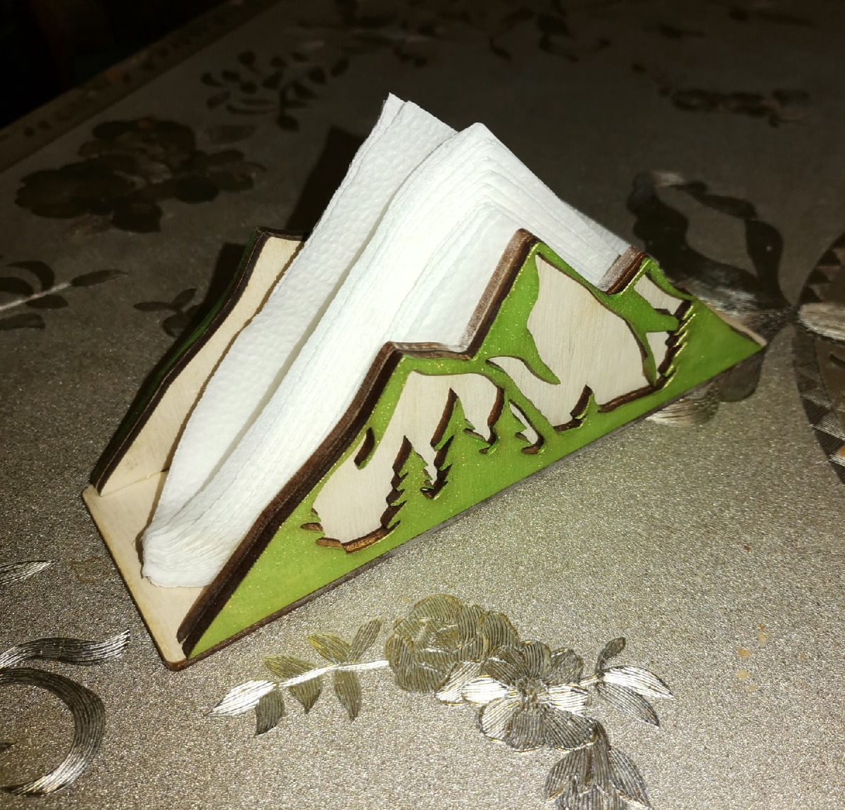 طرح جای دستمال سفره چوبی کوهی مناسب برای استفاده در دستگاه های cnc چوب و cnc لیزر - laser cut wooden mountain napkin holder cdr file