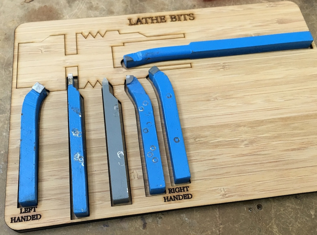 طرح سازمان دهنده ابزارهای تراش مناسب برای استفاده در دستگاه های cnc چوب و cnc لیزر - laser cut lathe tools organizer dxf file