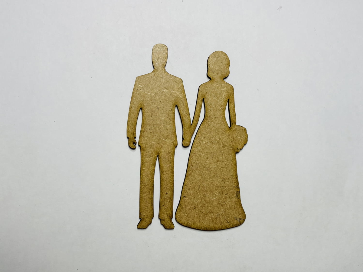 طرح شکل عروس و داماد طرح چوب ناتمام مناسب برای استفاده در دستگاه های cnc چوب و cnc لیزر - laser cut bride groom shape unfinished wood craft cutout cdr file