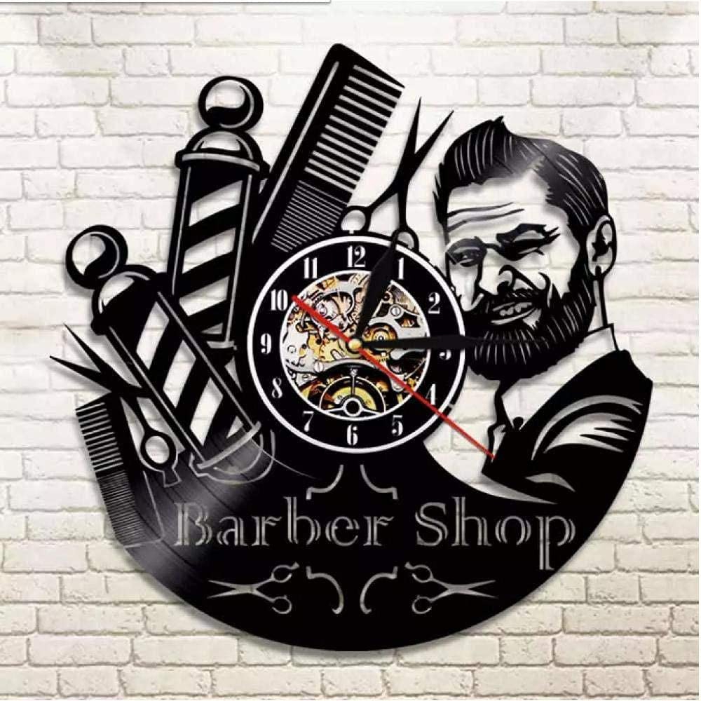 طرح لوگوی آرایشگاه زنانه مناسب برای استفاده در دستگاه های cnc چوب و cnc لیزر - laser cut barber shop logo vinyl record wall clock cdr file