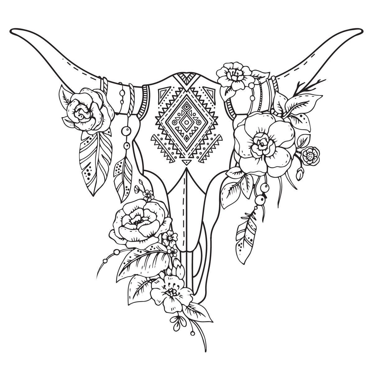 طرح سر حیوان آبستره با گل مناسب برای استفاده در دستگاه های cnc چوب و cnc لیزر - abstract animal head with flowers eps file