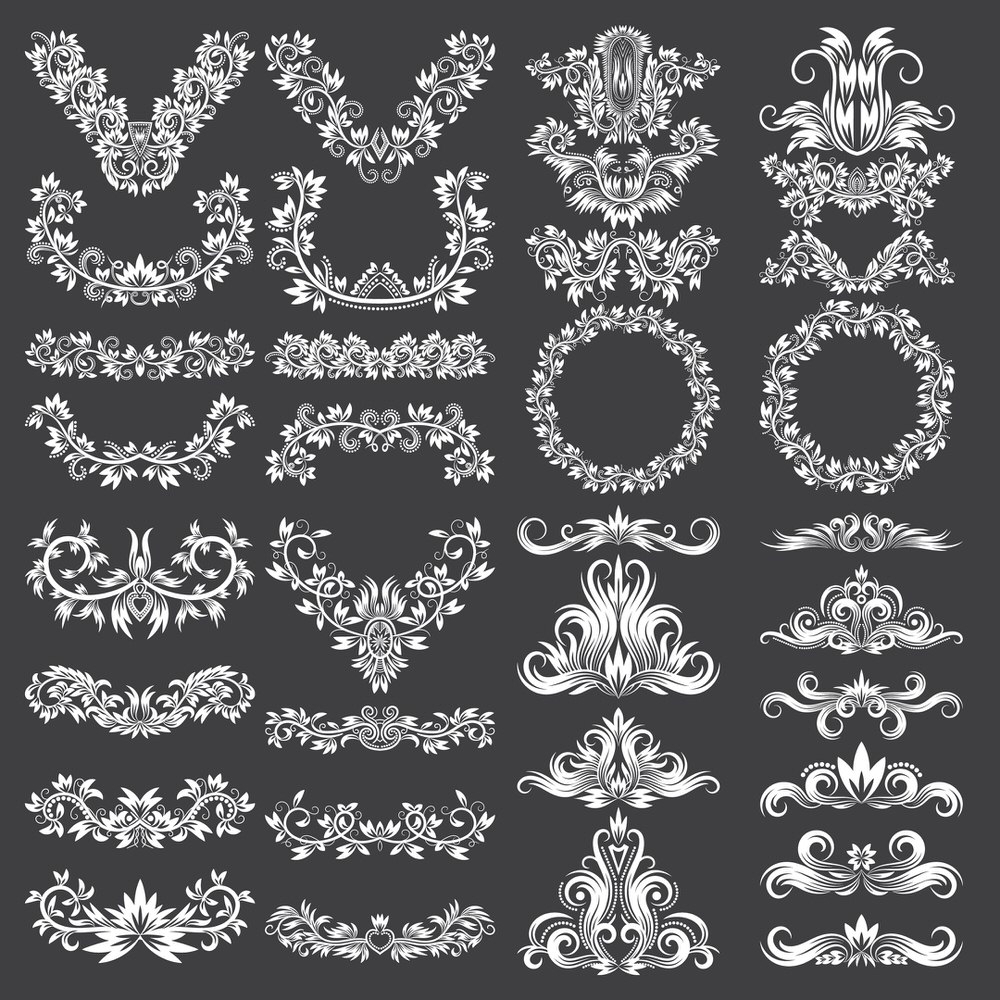 طرح المان‌های طراحی تزئینی پرکار مناسب برای استفاده در دستگاه های cnc چوب و cnc لیزر - ornate decorative design elements eps file