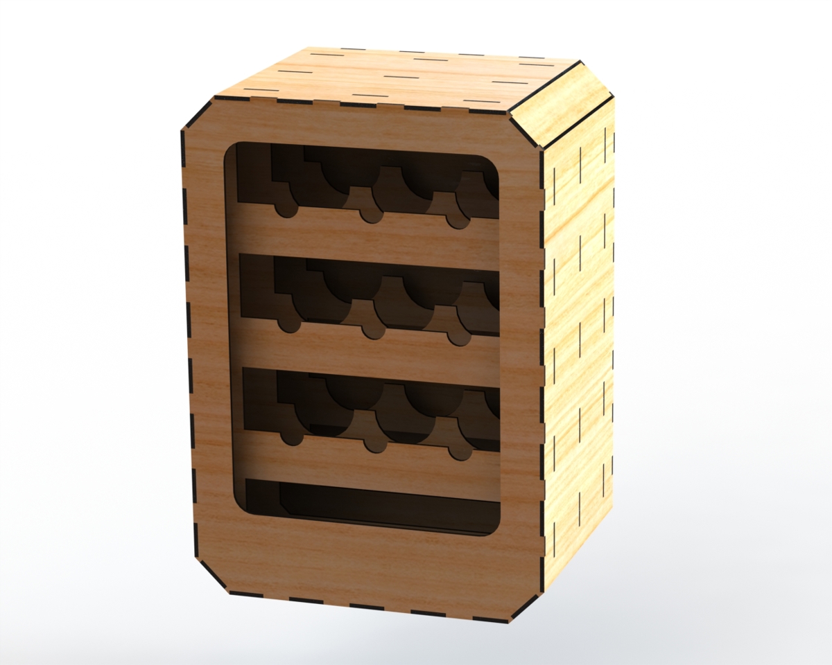 طرح جا نوشابهی مستطیلی ۶ میلی‌متری مناسب برای استفاده در دستگاه های cnc چوب و cnc لیزر - laser cut rectangular wine rack 6mm cdr file