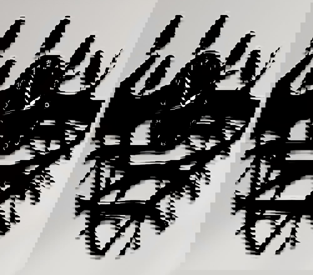 طرح فایل ساعت دیواری لانه پرنده مناسب برای استفاده در دستگاه های cnc چوب و cnc لیزر - laser cut birds nest wall clock cdr file