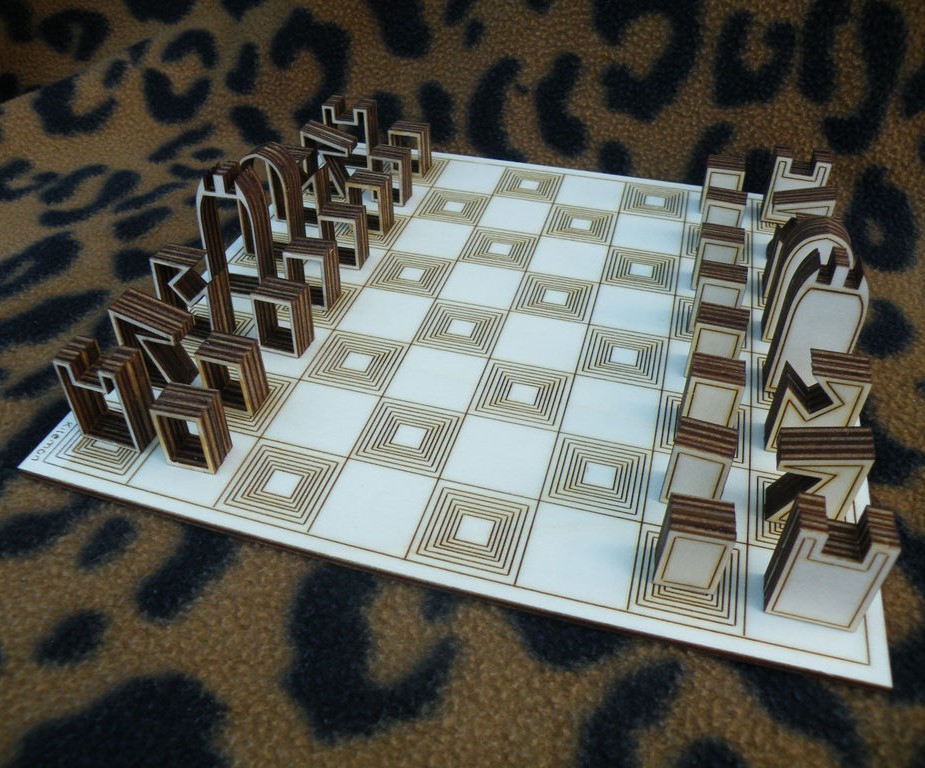 طرح ست شطرنج چوبی مناسب برای استفاده در دستگاه های cnc چوب و cnc لیزر - laser cut wooden chess sets cdr file