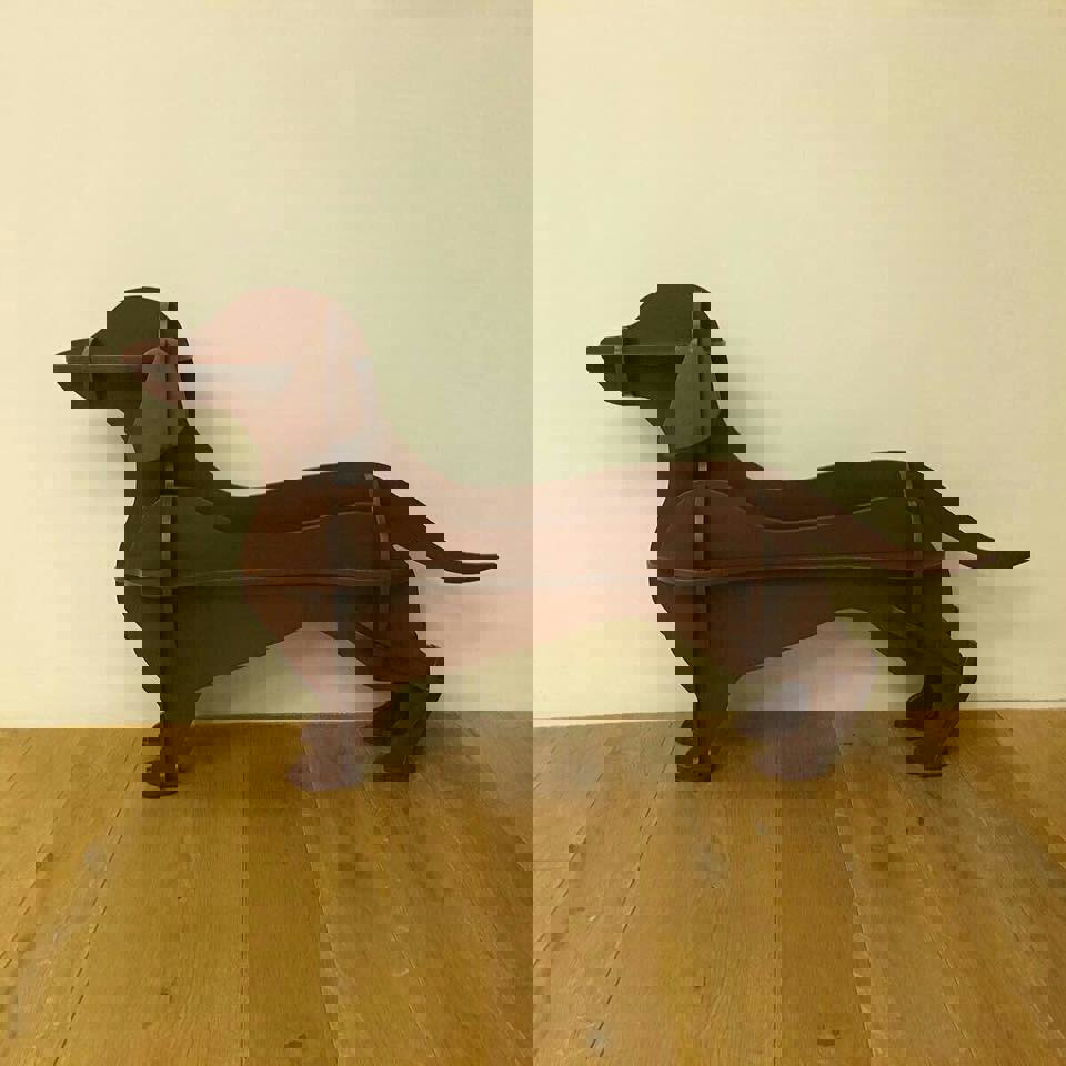 طرح برش قفسه داشهوند با فرمت کورل مخصوص لیزر برش مناسب برای استفاده در دستگاه های cnc چوب و cnc لیزر - laser cut dachshund shelf template cdr file