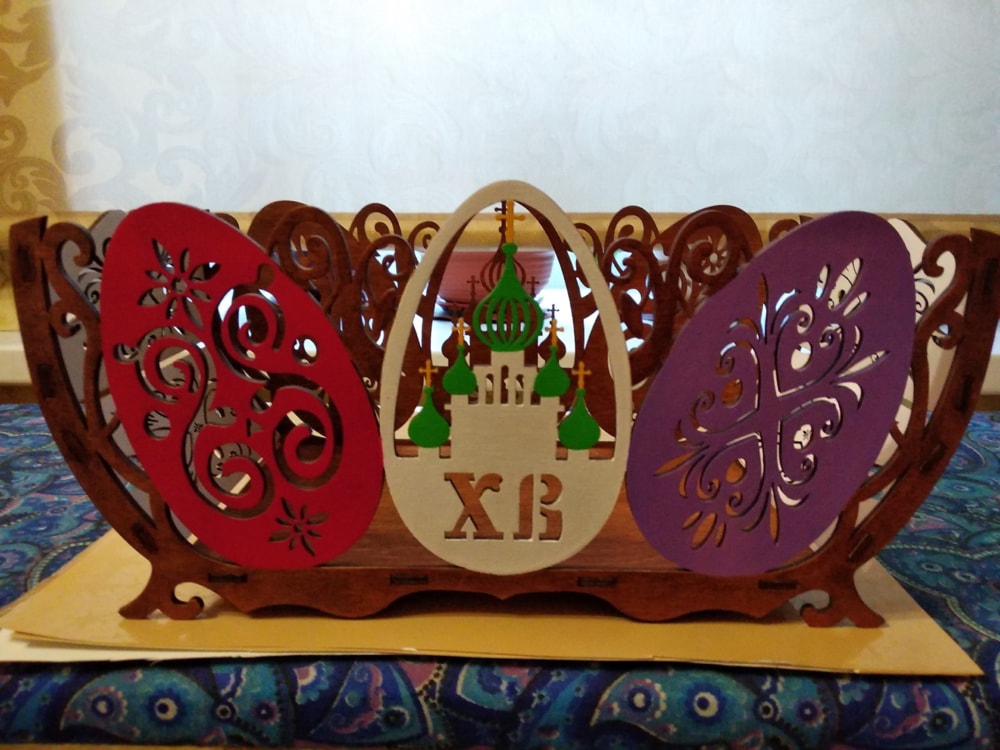 طرح سبد عید پاک مناسب برای استفاده در دستگاه های cnc چوب و cnc لیزر - laser cut easter basket template cdr file
