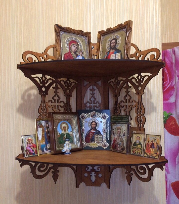 طرح قفسه آیکون های خانه مناسب برای استفاده در دستگاه های cnc چوب و cnc لیزر - laser cut shelf for icons home iconostasis cdr file