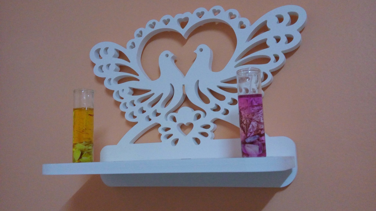طرح قفسه به شکل قلب پرنده مناسب برای استفاده در دستگاه های cnc چوب و cnc لیزر - heart bird shape shelf dxf file