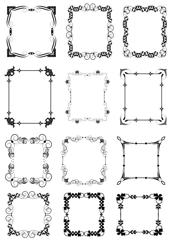 طرح مجموعه قاب های تزئینی مناسب برای استفاده در دستگاه های cnc چوب و cnc لیزر - decorative frame set cdr file