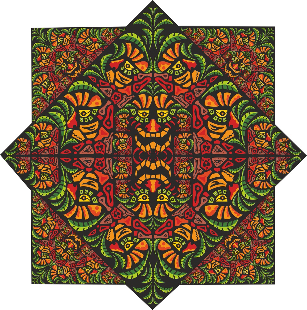 طرح تزئینات روانگردان آزتک مناسب برای استفاده در دستگاه های cnc چوب و cnc لیزر - aztec psychedelic ornament cdr file