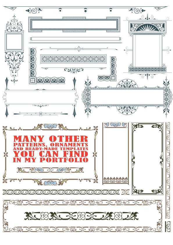 طرح قاب و جداکننده متن قدیمی مناسب برای استفاده در دستگاه های cnc چوب و cnc لیزر - vintage text frames and dividers cdr file
