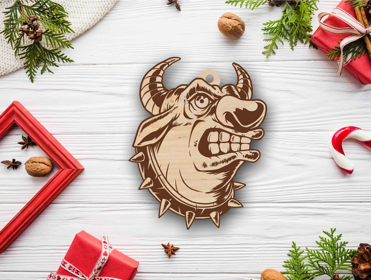 طرح گاو نر سال نو کریسمس مناسب برای استفاده در دستگاه های cnc چوب و cnc لیزر - laser cut bull new year christmas toy dxf file
