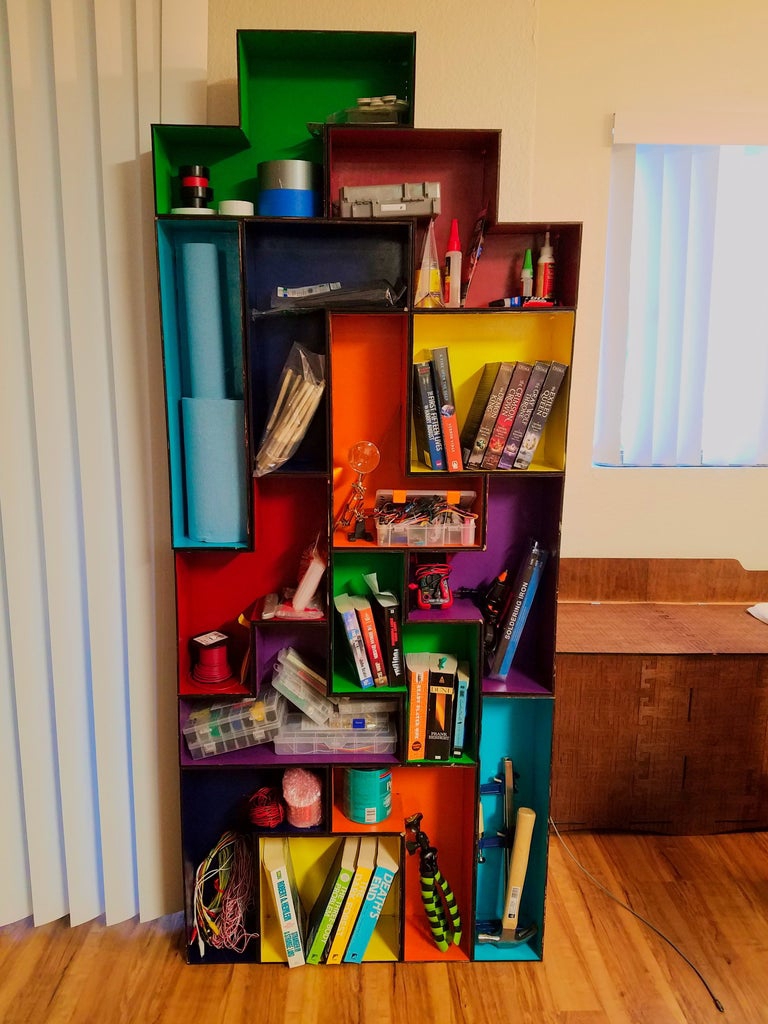 طرح قفسه کتاب ماژولار طرح تتریس مناسب برای استفاده در دستگاه های cnc چوب و cnc لیزر - laser cut tetris modular book shelf dxf file